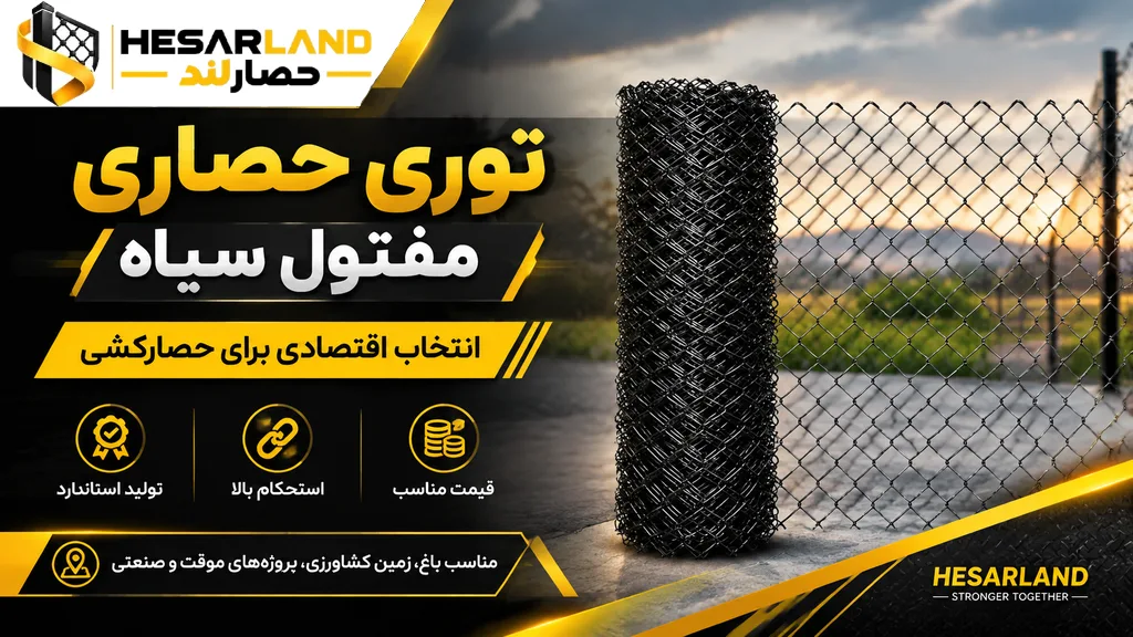 اینفوگرافیک مشخصات و مزایای توری حصاری مفتول سیاه
